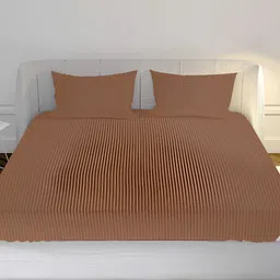 MAYFAIR HOMES LONDON Brown Striped Cotton 210 TC Crib Bedsheet with 2 Pillow Covers-image-87