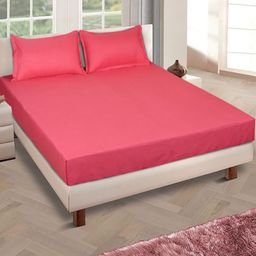 Myntra Elegant Homes Pink 150 TC Queen Bedsheet with 2 Pillow Covers-picture-45