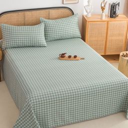 JC HOME Green & White Geometric 220 TC Pure Cotton King Bedsheet & 2 Pillow Covers-picture-44
