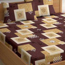 CHHAVI INDIA Purple & Cream-Coloured Floral 210 TC King Bedsheet with 2 Pillow Covers-picture-13