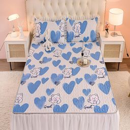 JC HOME White & Blue Cartoon Characters 160 TC Queen Bedsheet Set-picture-7