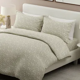 Boutique Living India Nature Bouquet Grey Printed Cotton King Bedsheet Set 2.74m x 2.74m-picture-36