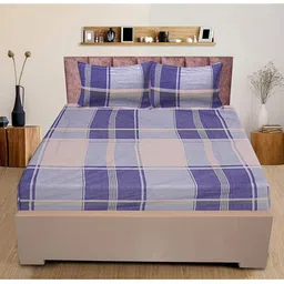 INDHOME LIFE Violet & Grey Geometric Pure Cotton 220 TC Queen Bedsheet & 2 Pillow Covers-picture-31