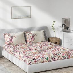 DDecor Multicoloured 144 TC Queen Ethnic Motifs Cotton Bedsheet with 2 Pillow Covers-picture-11