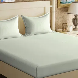 KLOTTHE Green 300TC Double King Bedsheet With 2 Pillow Covers-picture-29