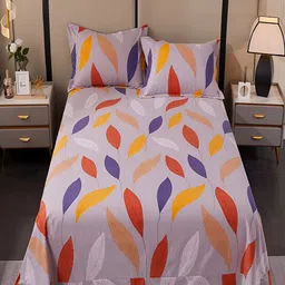 JC HOME Lavender Printed  220 TC King Bedsheet with 2 Pillow Covers-picture-16