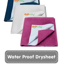 OyO Baby 3 Pieces White & Pink Waterproof Mattress Protector-picture-29
