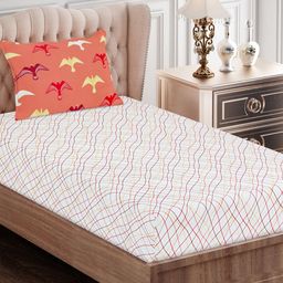 SEJ by Nisha Gupta Red & Yellow 180 TC Single Bedsheet with 1 Pillow Covers-picture-33
