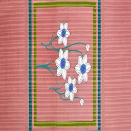 Aura Pink & Yellow Floral 120 TC Single Bedsheet With 2 Pillow Covers image 3