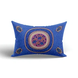 POORAK Blue & Cream Floral Cotton 104 TC Single Bedsheet With 1 Pillow Cover image 3