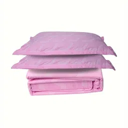 STUDIOHMK Pink & White Geometric Fitted Cotton 180 TC King Bedsheet with 2 Pillow Covers image 3