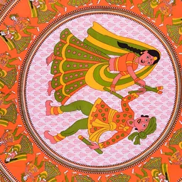 POORAK Orange & Green Ethnic Motifs Cotton 104 TC Single Bedsheet With 1 Pillow Cover image 4