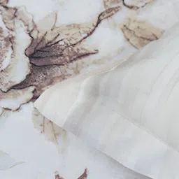 GM Brown Floral 144 TC Queen Bedsheet with 2 Pillow Covers image 4