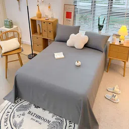 JC HOME Grey 210 TC Queen Bedsheet with 2 Pillow Covers image 4