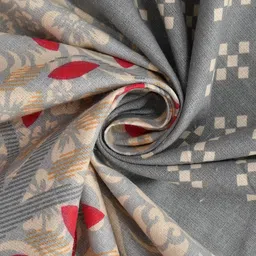 MAFATLAL Grey & Orange Printed Cotton 120 TC King Bedsheet With 2 Pillow Covers image 4