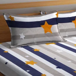 Quirky Home Grey & White 180 TC Queen Bedsheet with 2 Pillow Covers image 4