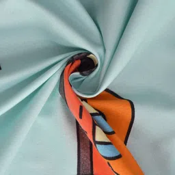 BREVARD Blue & Red Conversational 180 TC Queen Bedsheet with 2 Pillow Covers image 4