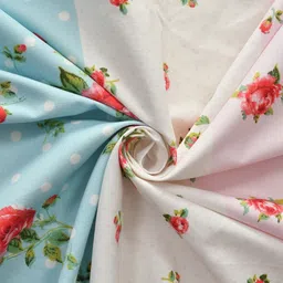 BREVARD Off White & Red Floral 210 TC Fitted Single Bedsheet With 1 Pillow Cover image 4