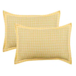 Nendle Yellow & Blue 210 TC Cotton Queen Bedsheet With 2 Pillow Covers image 4