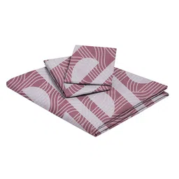 MODEFE Peach-Coloured & White 180 TC Cotton Queen Bedsheet with 2 Pillow Covers image 3