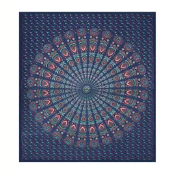 POORAK Blue & Green Ethnic Motifs 104 TC Queen Bedsheet with 2 Pillow Covers image 2