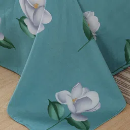 JC HOME Grey & Blue Floral Printed 210 TC Single Bedsheet image 3