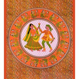 POORAK Orange & Green Ethnic Motifs Cotton 104 TC Single Bedsheet With 1 Pillow Cover image 5