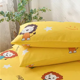 JC HOME Yellow  Red Graphic 160 TC King Bedsheet with 2 Pillow Covers image 4