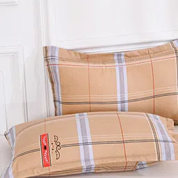 JC HOME Khaki & Grey Geometric 140 TC King Bedsheet with 2 Pillow Covers image 4