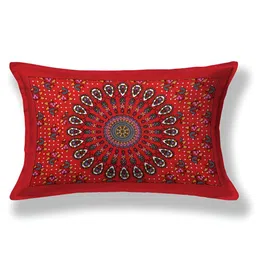 POORAK Red & Yellow Floral Printed Cotton 104 TC Single Bedsheet With 1 Pillow Cover image 5