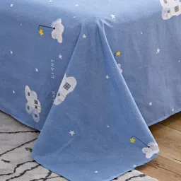 JC HOME Blue & White Graphic 140 TC Queen Bedsheet with 2 Pillow Covers image 2