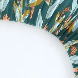 BREVARD Green & Orange Printed 210 TC Fitted Queen Bedsheet with 2 Pillow Covers image 2