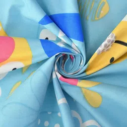 MORADO Blue & Yellow Conversational 210 TC Queen Bedsheet with 2 Pillow Covers image 3