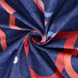 Arrabi Blue & Red Graphic 300 TC Single Bedsheet with 1 Pillow Cover image 3