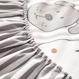 JC HOME Grey & White Printed 150 TC Fitted King Bedsheet & 2 Pillow Covers image 5