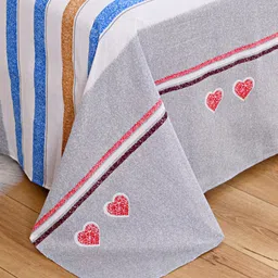 JC HOME Blue & Grey Conversational 140 TC King Bedsheet & 2 Pillow Covers image 2