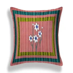 Aura Pink & Yellow Floral 120 TC Single Bedsheet With 2 Pillow Covers image 4