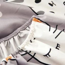 JC HOME Grey & White Printed 160 TC Fitted Single Bedsheet & Pillow Cover image 3