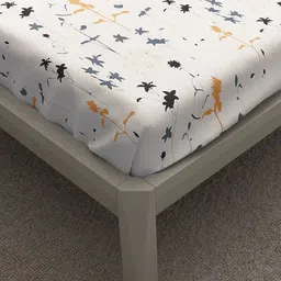 wakefit Serene Flora White Printed 144 TC Fitted Cotton Queen Bedsheet & 2 Pillow Covers image 5