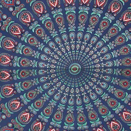 POORAK Blue & Green Ethnic Motifs 104 TC Queen Bedsheet with 2 Pillow Covers image 4