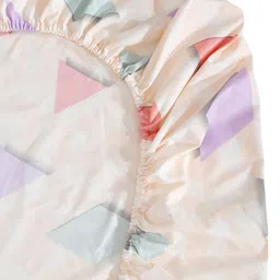 KLOTTHE Orange & Blue Printed 300TC Fitted Single Bedsheet With 1 Pillow Cover image 3