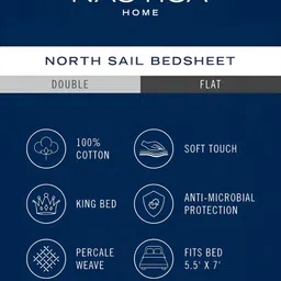 Nautica Grey & Red Geometric Pure Cotton 150 TC King Bedsheet With 2 Pillow Covers image 5