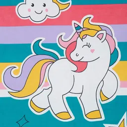 HOSTA HOMES Kids White & Blue Printed 210 TC Queen Flat Bedsheet with 2 Pillow Covers image 3