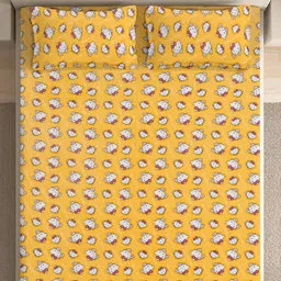 FABINALIV Yellow Cartoon Characters Printed 300 TC King Fitted Bedsheet Set- 2.50m x 2.25m image 3