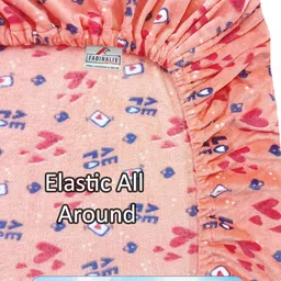 FABINALIV Peach & White Typography Woollen 300 TC King Bedsheet Set 2.50 m x 2.25 m image 3