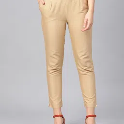 princi fashion Women Regular Fit Gold Cotton Blend Trousers-picture-10