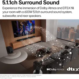 LG SQ75TR, Dolby Atmos, AI Sound Pro, QNED Matching, Center Up-firing Speaker 600 W Bluetooth Soundbar image 4