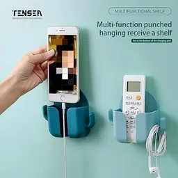 KRISHNA VARIETY HUB Pack of 4 wall-mount phone holders with hooks-multicolour Mobile Holder image 5