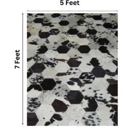 dazzhome Grey and Black Hair On Leather Geometrical Hand Woven 5ftX7ft Carpet image 3