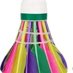 fiitgo Premium quality Multicolor Feather Fast Badminton Shuttlecock – Pack of 10 Feather Shuttle - Multicolor image 2